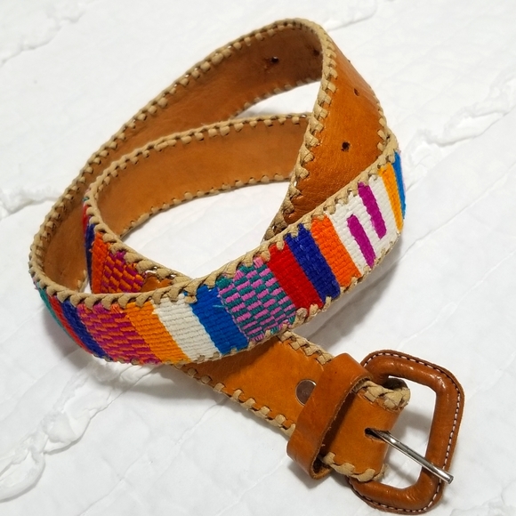 Vintage Leather Belt Handmade in Guatemala 32 EUC - Picture 2 of 16